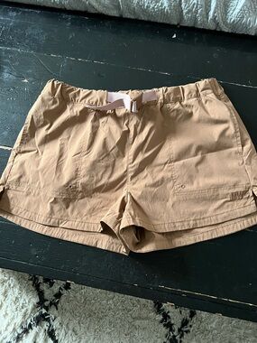 Free People Tan Athletic Shorts with Adjustable Belt